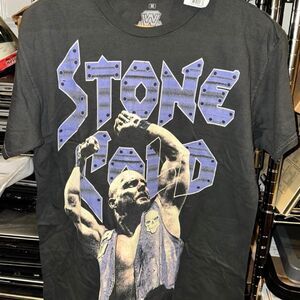 Stone Cold Steve Austin Wwe Men's Grey & Purple T-shirt Wrestling Skull